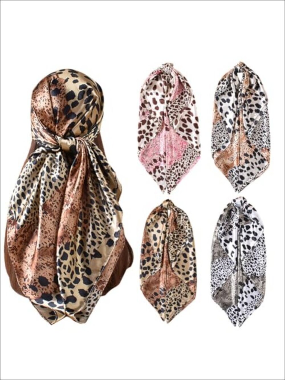 4Pcs Silk Like Satin Hair Scarf Large Square Bandana Neck Scarf Shawl
